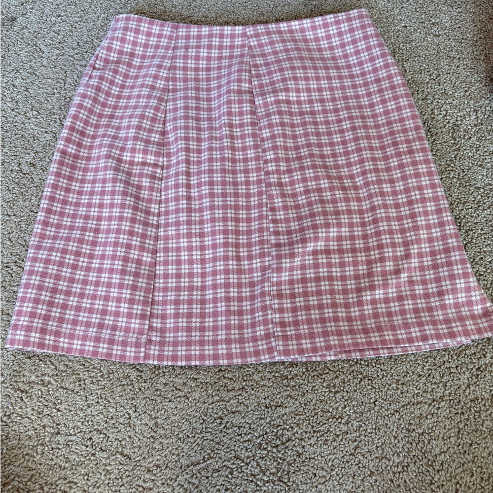 Pink plaid skirt